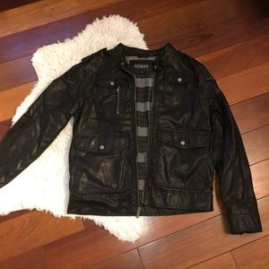 Guess leather jacket with removable hood